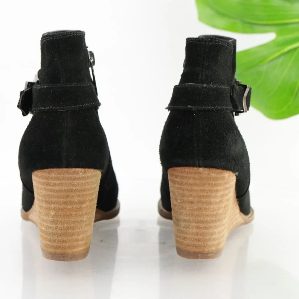 Blondo Womens Natalia Boots Size 9.5 M Waterproof Black Suede Booties Wedge Heel